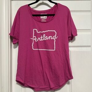 Adidas Portland OR Pink Oversized Sporty Short Sleeve Tee Shirt, Women's M